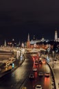 Panorama of winter Moscow apital of Russia. Kremlin, Kremlin wall, churches, Grand Kremlin Palace