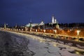 Panorama of winter Moscow apital of Russia. Kremlin, Kremlin wall, churches, Grand Kremlin Palace