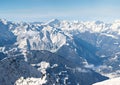 Panorama winter snow covered mountain horizontal background Royalty Free Stock Photo