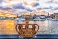 Panorama of winter Stockholm at sunset, Sweden Royalty Free Stock Photo