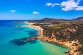 Panorama of the wonderful beaches of Chia, Sardinia, Italy. View of beautiful Chia bay and wonderful beaches, Sardinia island, Royalty Free Stock Photo