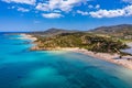 Panorama of the wonderful beaches of Chia, Sardinia, Italy. View of beautiful Chia bay and wonderful beaches, Sardinia island, Royalty Free Stock Photo