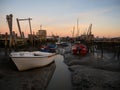 Panorama of wooden pier on stilts boat dock wharf port harbour Cais Palafitico da Carrasqueira Setubal Alentejo Portugal