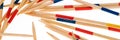 Panorama of wooden sticks from Mikado pick-up sticks game Royalty Free Stock Photo