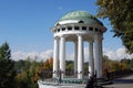 Panorama of Yaroslavl town, arbor decorated by white columns. Royalty Free Stock Photo