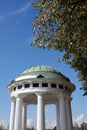 Panorama of Yaroslavl town, arbor decorated by white columns. Royalty Free Stock Photo