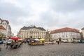 Panorama of the Zelny Trh, or Cabbage Market Square, in the city center of Brno. Royalty Free Stock Photo