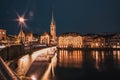 panorama of Zurich city center with Frau Munster and Grossmunster Royalty Free Stock Photo