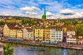 Panorama of Zurich city and Limmat river Switzerland Royalty Free Stock Photo