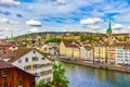 Panorama of Zurich city Old Town and Limmat river Switzerland Royalty Free Stock Photo
