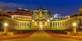 Panorama of Zwinger at night in Dresden, Germany Royalty Free Stock Photo