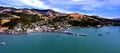 Panoramagram of the Akaroa Town Royalty Free Stock Photo