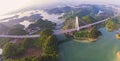 The panoramagram of Hongfen Lake Bridge Royalty Free Stock Photo