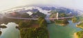 The panoramagram of Hongfen Lake Bridge Royalty Free Stock Photo