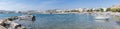 Panoramatic view of Haraki beach with apartment houses Rhodes