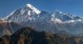 Panoramatic view from Jaljala pass of Dhaulagiri Royalty Free Stock Photo