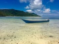 Panoramatic view of Kri island, boat on the beach