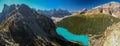 Panoramatic view of Moraine lake from Tower of Babel, Banff NP, Canada Royalty Free Stock Photo