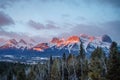 Panoramatic view of mountain range above town of Canmore in Canada Royalty Free Stock Photo