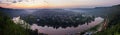 Panoramatic view from nature lookout to Vltava meander in sunrise