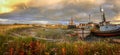 Panoramatic view of old harbor in town of Homer in Alaska Royalty Free Stock Photo