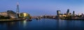 Panoramatic view of Thames river with modern London cityscape Royalty Free Stock Photo