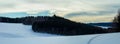 Panoramatic winter czech landscape with small path in snow