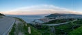 Panoramaview of the southwestern coast of Galicia and the town of A Guarda on the Minho River Estuary