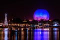 Panoramci view of Christmas tree and big sphere at Epcot 7