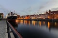 The panorame of Gdansk cityscape, in the evening