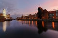 The panorame of Gdansk cityscape, after sunset. Poland