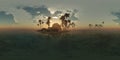 Panoramia of tropical island with palms in ocean