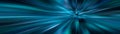 Panoramic abstract big data, speed, colorful fibers, rays background in blue color. 3D tunnel illustration