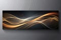 Panoramic Abstract fluid wave curve banner with a dark background. Black abstract background design. Black abstract background. Royalty Free Stock Photo