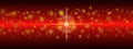 Abstract Bright Golden Lights, Sparkles and Bokeh in Red Background Banner Royalty Free Stock Photo