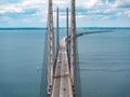 Panoramic aerial close up view of Oresund bridge over the Baltic sea Royalty Free Stock Photo