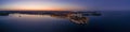 Panoramic aerial drone picture of the historic city Rovinj in Croatia during sunrise Royalty Free Stock Photo