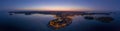 Panoramic aerial drone picture of the historic city Rovinj in Croatia during sunrise Royalty Free Stock Photo