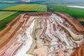 .panoramic aerial drone view Clay mining process Royalty Free Stock Photo