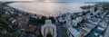 Panoramic aerial drone view of Cronulla in the Sutherland Shire, South Sydney, NSW Australia during an early morning sunrise Royalty Free Stock Photo