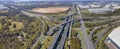 Panoramic aerial drone view of the Light Horse Interchange in Sydney, NSW at the junction of the M4 Western Motorway and M7