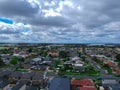 Drone view of Melbournes suburbs and CBD looking down at Houses roads and Parks Victoria Australia. Beautiful colours at Sunset Royalty Free Stock Photo