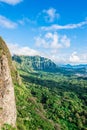 Panoramic aerial image from the Pali Lookout on the island of Oahu in Hawaii Royalty Free Stock Photo