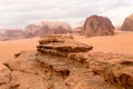 Panoramic aerial landscape view, Wadi Rum desert, Jordan