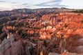 Panoramic aerial morning sunrise view on sandstone rock formations on Navajo Rim hiking trail in Bryce Canyon, Utah, USA Royalty Free Stock Photo