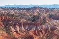 Panoramic aerial morning sunrise view on sandstone rock formations on Navajo Rim hiking trail in Bryce Canyon, Utah, USA Royalty Free Stock Photo