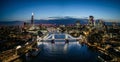 Panoramic aerial night view of the famous Tower Bridge and river Thames Royalty Free Stock Photo