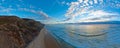 Panoramic aerial from praia vale figueiras in Portugal at sunset