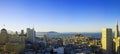 Panoramic aerial sunrise view San Francisco Royalty Free Stock Photo