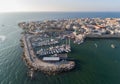 Panoramic Aerial View of Acco, Acre, Akko old city with crusader palace, city walls, arab market, knights hall, crusader tunnels, Royalty Free Stock Photo